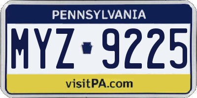 PA license plate MYZ9225