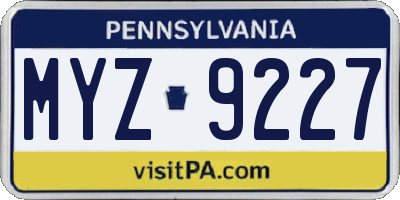 PA license plate MYZ9227
