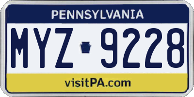 PA license plate MYZ9228