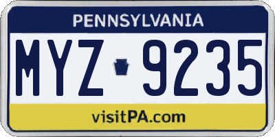 PA license plate MYZ9235