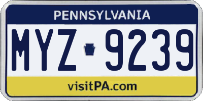 PA license plate MYZ9239