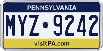 PA license plate MYZ9242