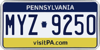 PA license plate MYZ9250