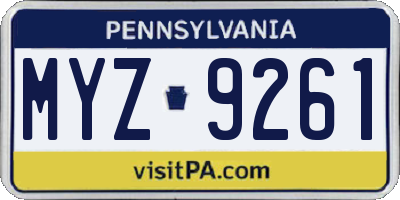 PA license plate MYZ9261