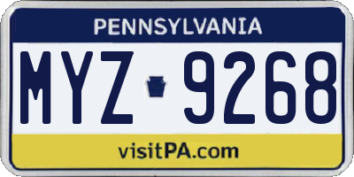PA license plate MYZ9268