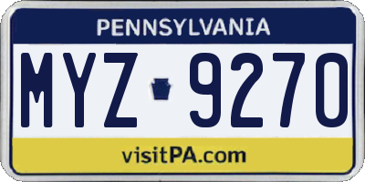 PA license plate MYZ9270