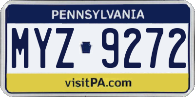 PA license plate MYZ9272