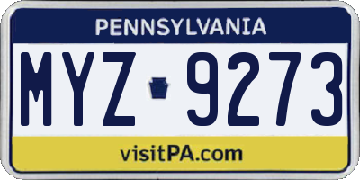 PA license plate MYZ9273