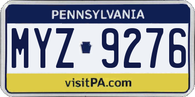 PA license plate MYZ9276
