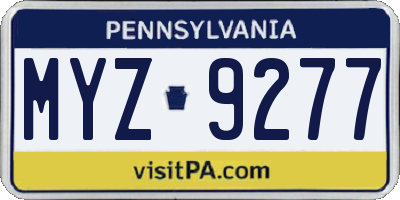 PA license plate MYZ9277