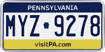 PA license plate MYZ9278
