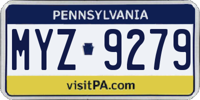 PA license plate MYZ9279