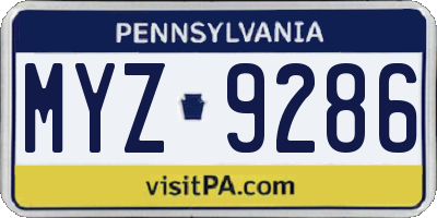 PA license plate MYZ9286