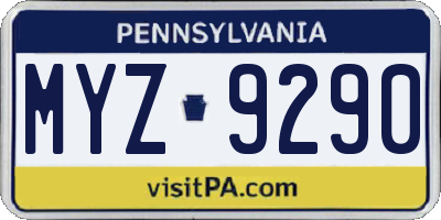PA license plate MYZ9290