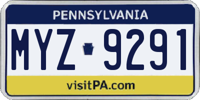 PA license plate MYZ9291