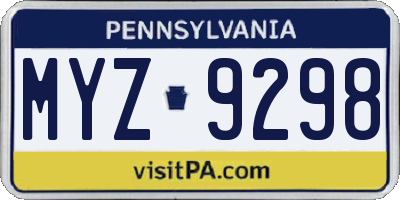 PA license plate MYZ9298