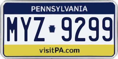 PA license plate MYZ9299