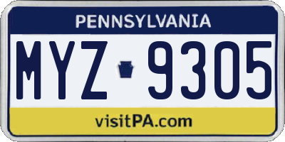 PA license plate MYZ9305
