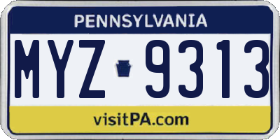 PA license plate MYZ9313
