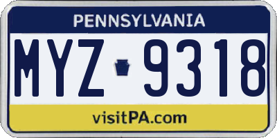 PA license plate MYZ9318