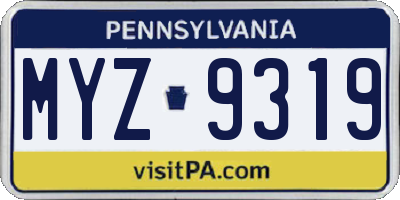 PA license plate MYZ9319