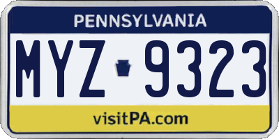 PA license plate MYZ9323