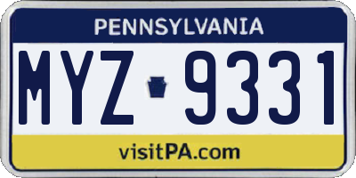 PA license plate MYZ9331
