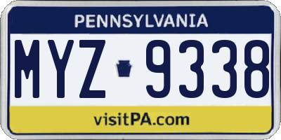 PA license plate MYZ9338