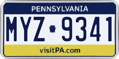 PA license plate MYZ9341