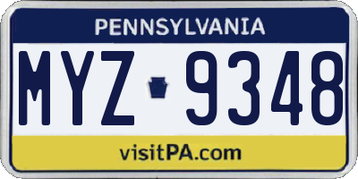 PA license plate MYZ9348