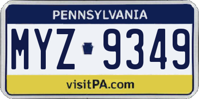 PA license plate MYZ9349