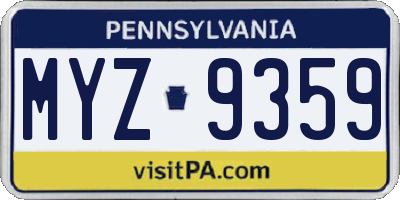 PA license plate MYZ9359