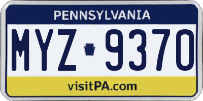PA license plate MYZ9370