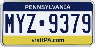 PA license plate MYZ9379