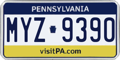 PA license plate MYZ9390