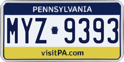 PA license plate MYZ9393