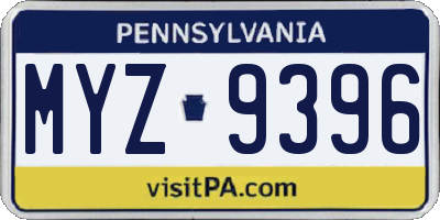 PA license plate MYZ9396
