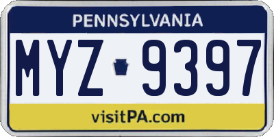 PA license plate MYZ9397