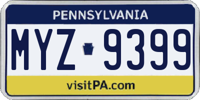 PA license plate MYZ9399