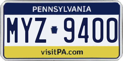 PA license plate MYZ9400