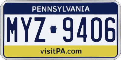 PA license plate MYZ9406