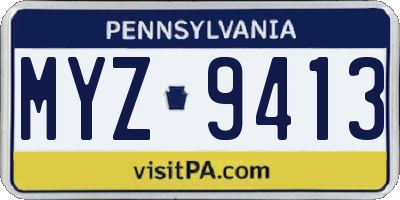 PA license plate MYZ9413