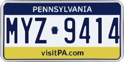 PA license plate MYZ9414