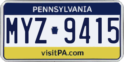 PA license plate MYZ9415