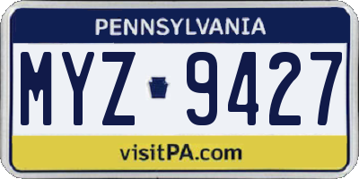 PA license plate MYZ9427