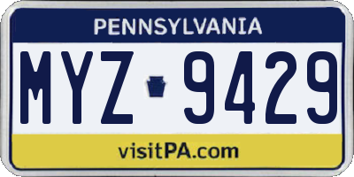PA license plate MYZ9429