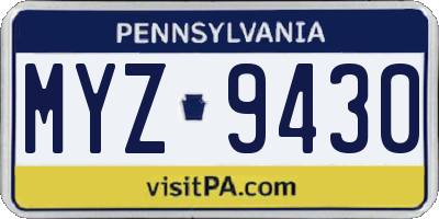 PA license plate MYZ9430