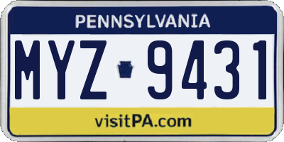 PA license plate MYZ9431