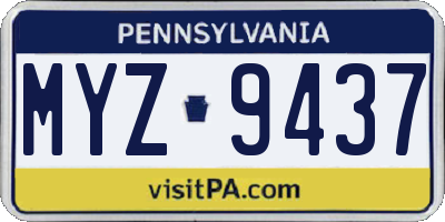 PA license plate MYZ9437