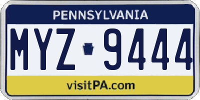 PA license plate MYZ9444